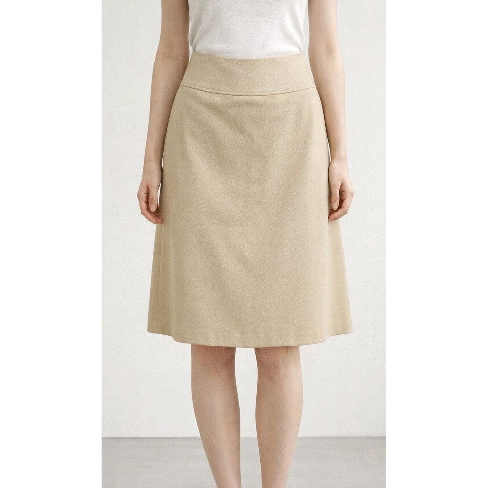Talbots Skirt Women's Size 8 Wool Knee Length Tan Career Office Work Minimalist